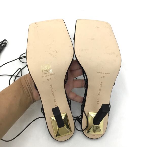 Good American Neoprene Cage Black Tie Lace Up Gladiator Heel NEW 9.5 - Picture 6 of 6